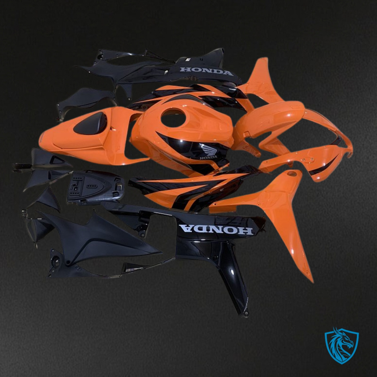Honda CBR600RR (2007-2008) Orange & Black Fairing Kit - Aftermarket ABS Bodywork