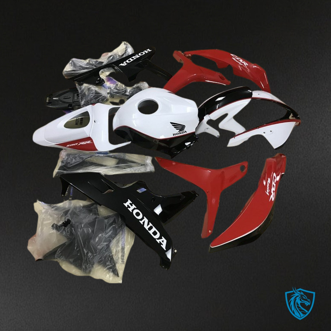 Honda CBR600RR (2007-2008) White Gloss, Red & Black Fairing Kit | ABS Bodywork