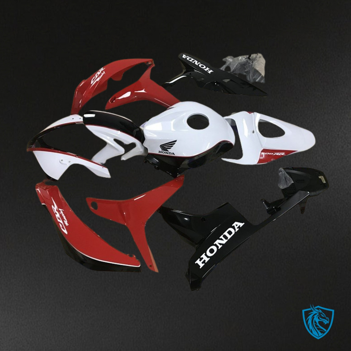 Honda CBR600RR (2007-2008) White Gloss, Red & Black Fairing Kit | ABS Bodywork