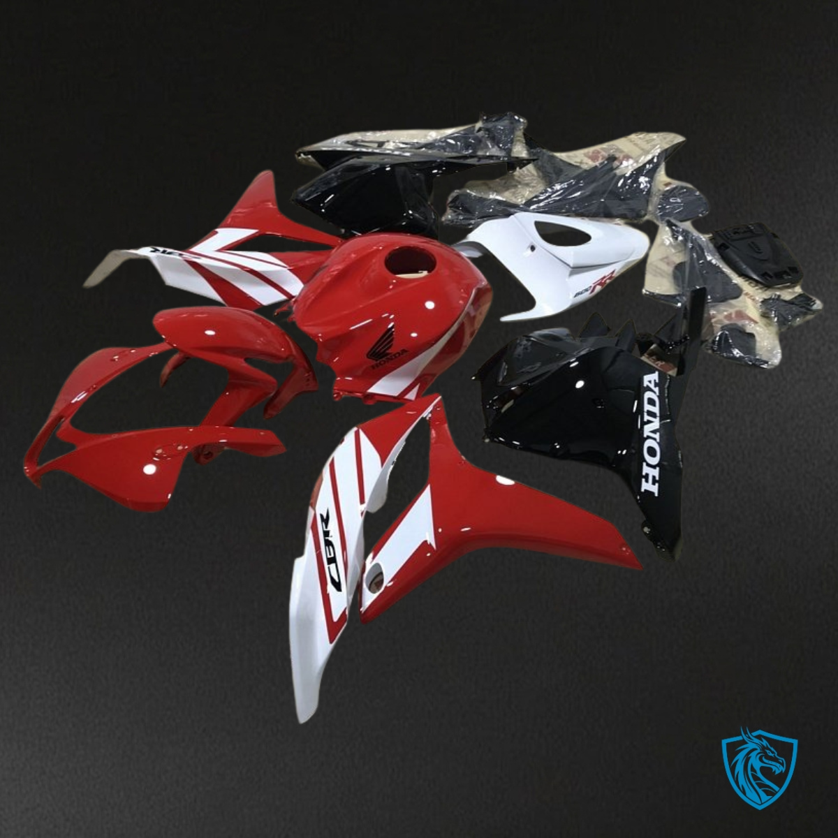 Honda CBR600RR (2007-2008) Red, Black & White Fairing Kit - Aftermarket ABS Bodywork