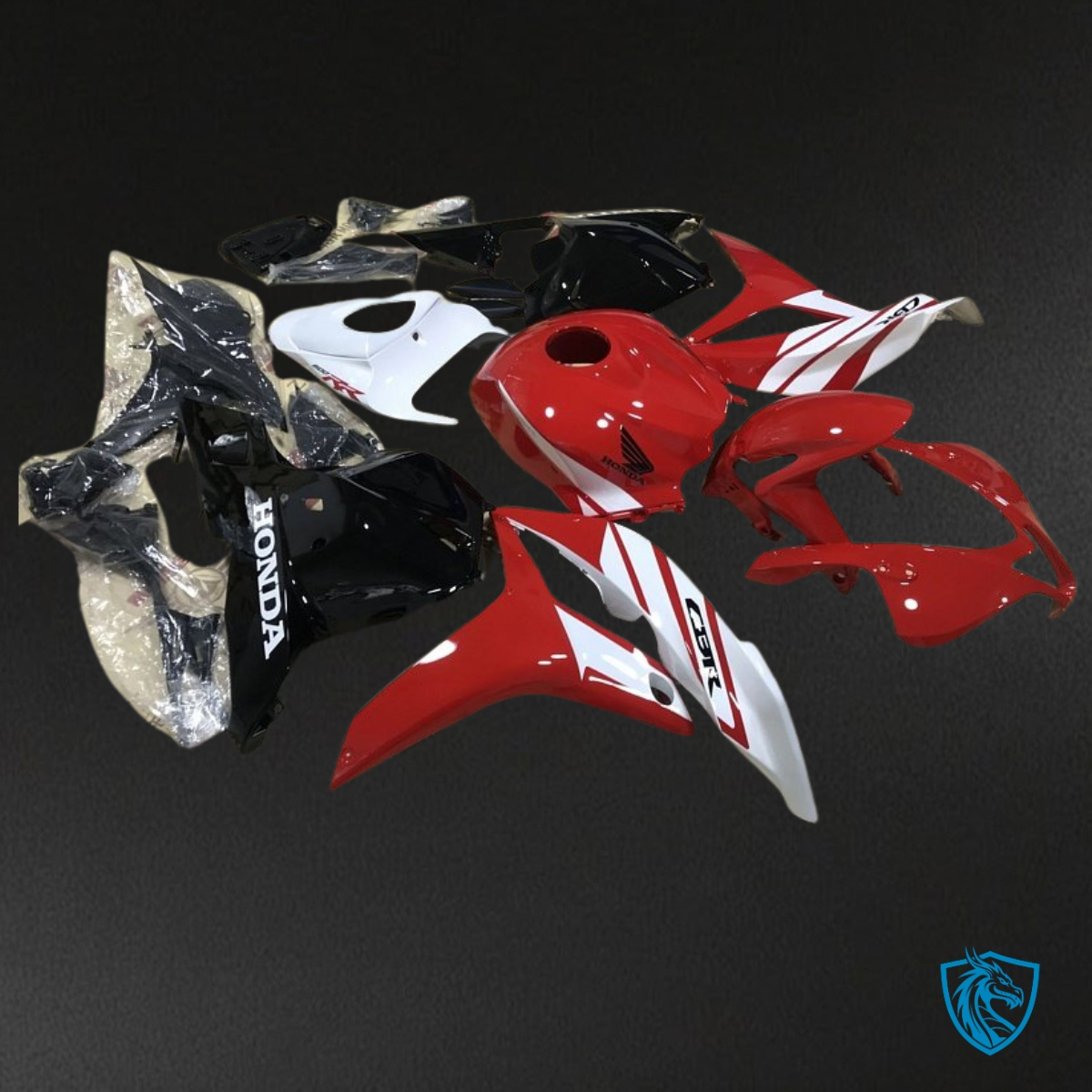 Honda CBR600RR (2007-2008) Red, Black & White Fairing Kit - Aftermarket ABS Bodywork