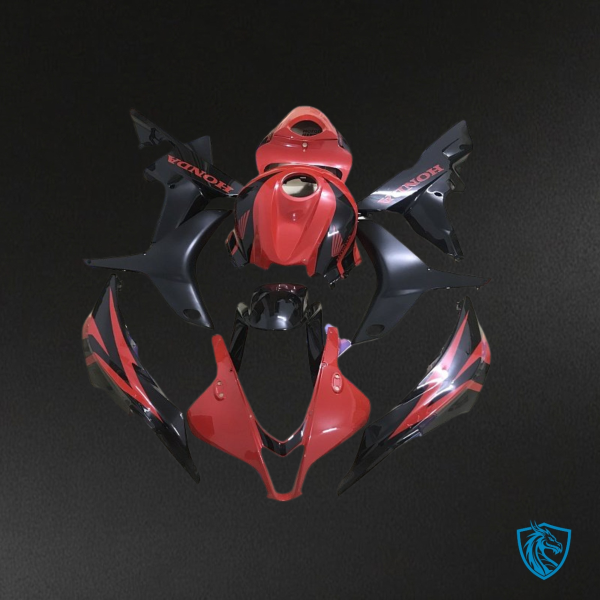 Honda CBR600RR (2007-2008) Red & Black - Custom ABS Fairing Kit
