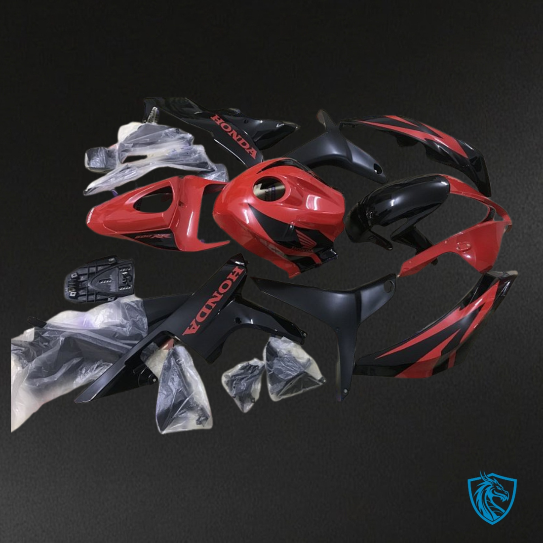 Honda CBR600RR (2007-2008) Red & Black - Custom ABS Fairing Kit