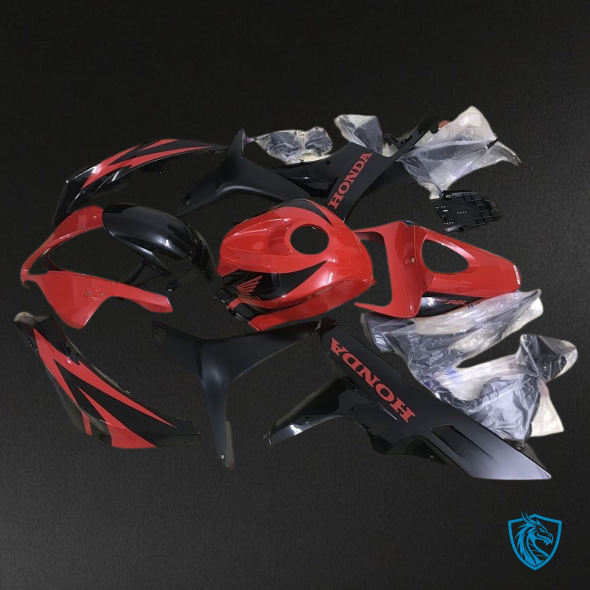 Honda CBR600RR (2007-2008) Red & Black - Custom ABS Fairing Kit