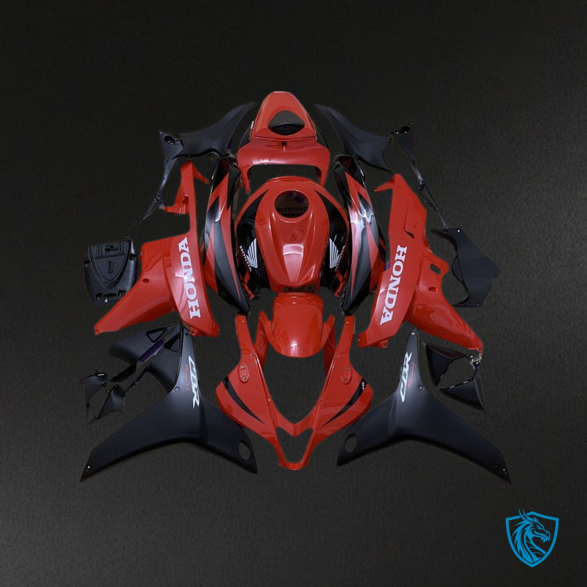 Honda CBR600RR (2007-2008) Red, Black & White Logo Fairing Kit - Aftermarket ABS Bodywork