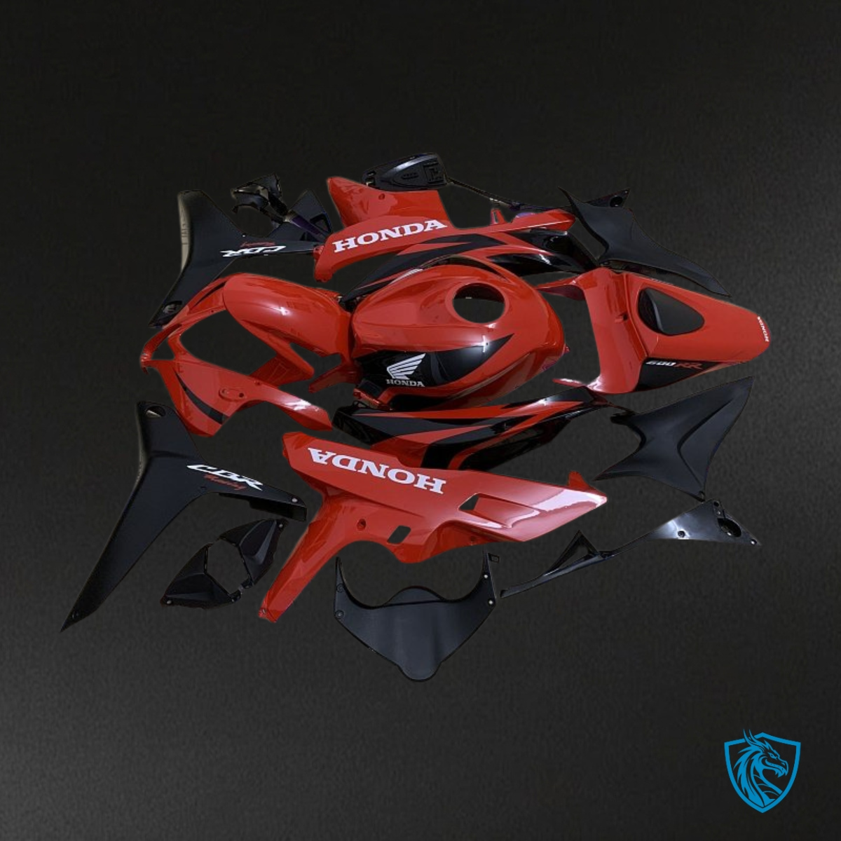 Honda CBR600RR (2007-2008) Red, Black & White Logo Fairing Kit - Aftermarket ABS Bodywork