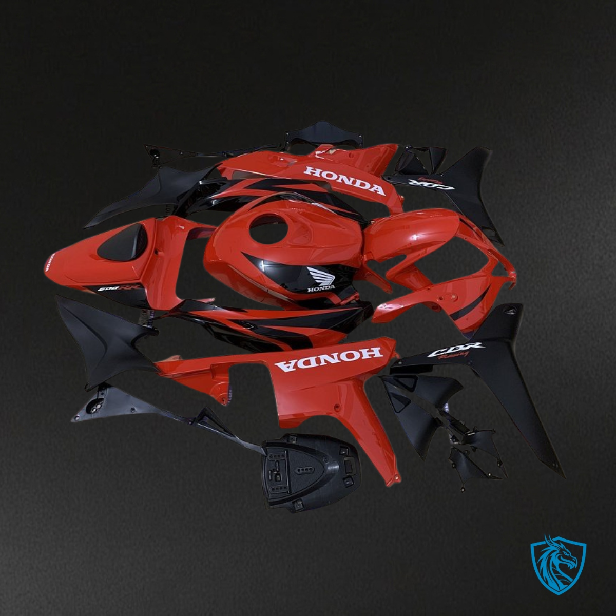Honda CBR600RR (2007-2008) Red, Black & White Logo Fairing Kit - Aftermarket ABS Bodywork
