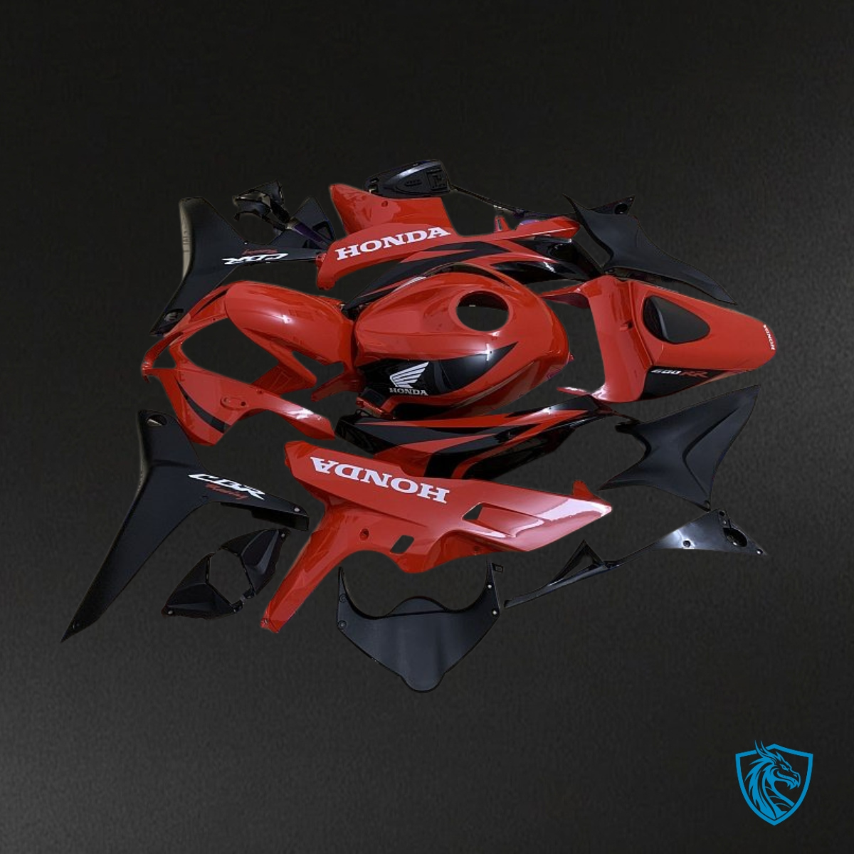 Honda CBR600RR (2007-2008) Red & Black Fairing Kit - Aftermarket ABS Bodywork