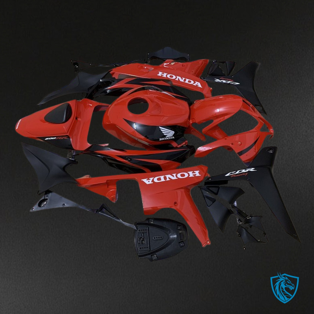 Honda CBR600RR (2007-2008) Red & Black Fairing Kit - Aftermarket ABS Bodywork