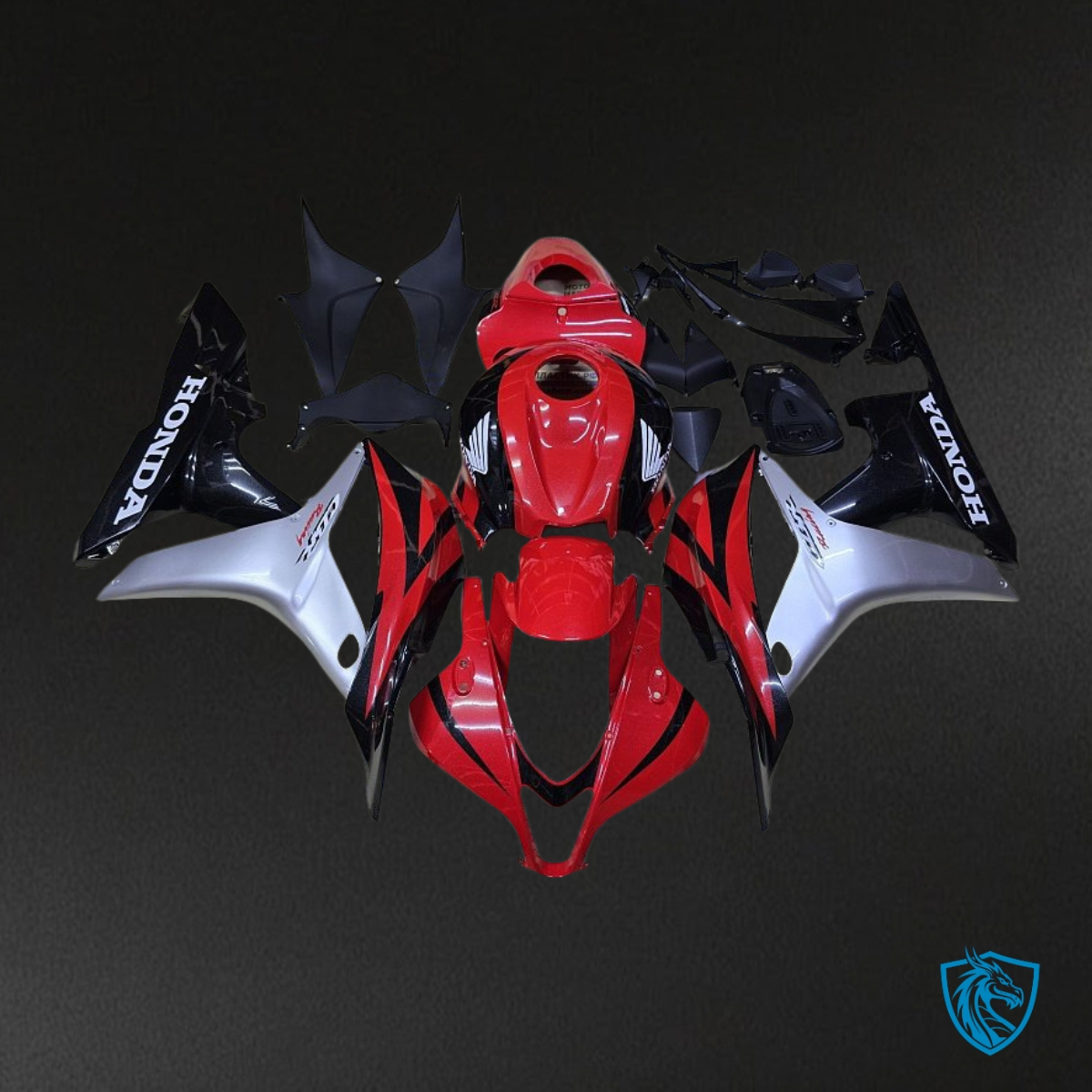 Honda CBR600RR (2007-2008) Gloss Red, Gray & Black Fairing Kit | ABS Bodywork