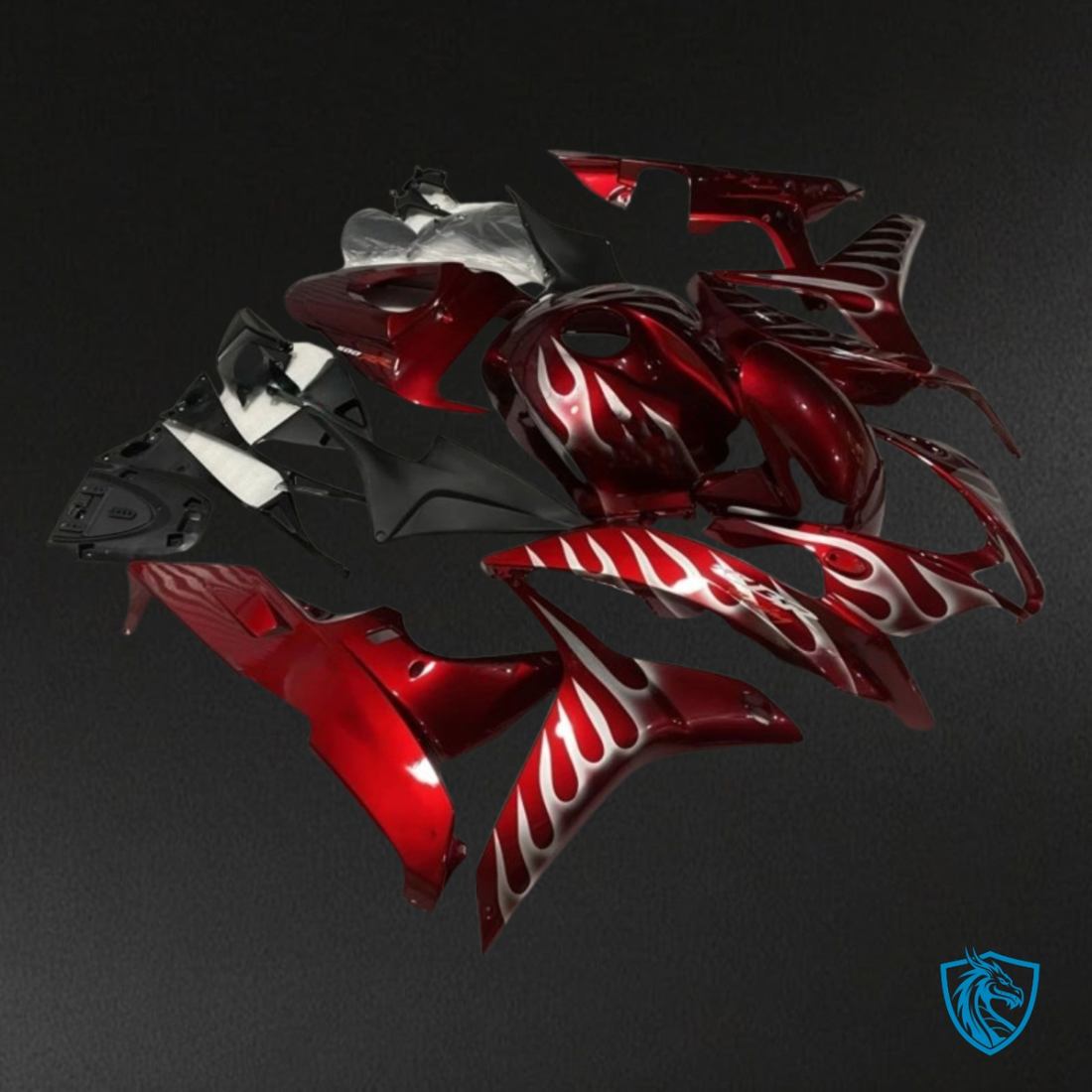 Honda CBR600RR (2007-2008) Gloss Red & Silver Fairing Kit - Aftermarket ABS Bodywork