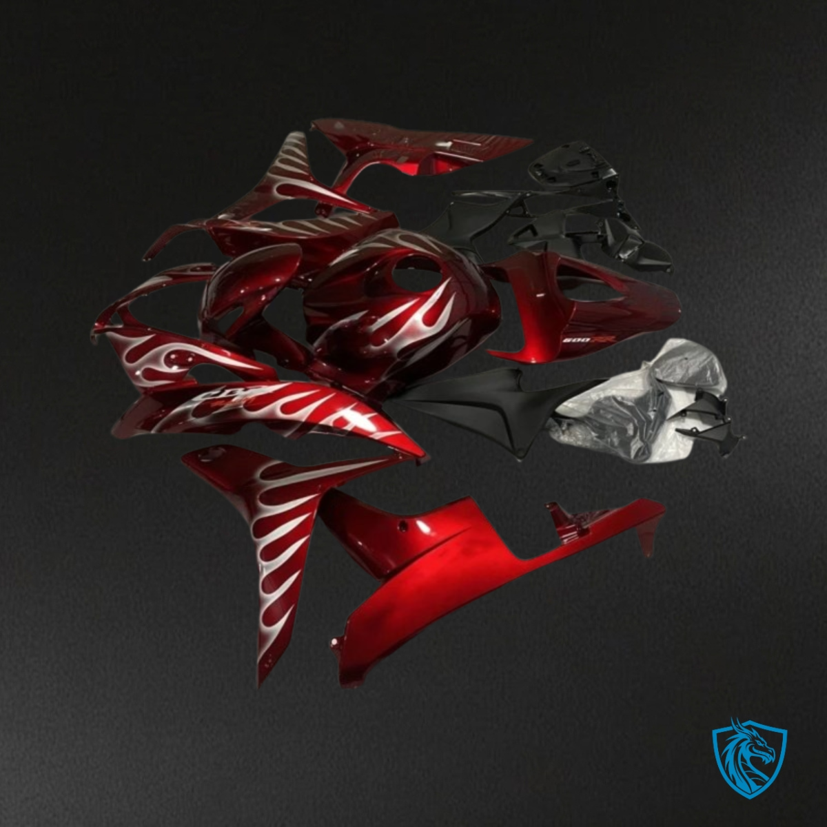Honda CBR600RR (2007-2008) Gloss Red & Silver Fairing Kit - Aftermarket ABS Bodywork