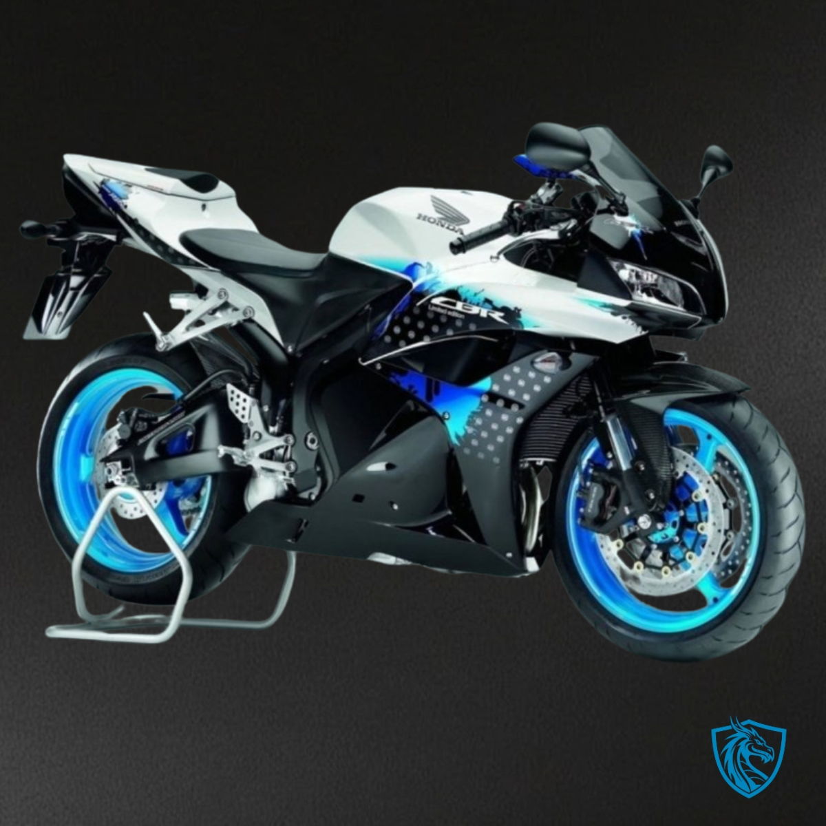 Honda CBR600RR (2007-2008) White, Black & Blue Fairing Kit - Aftermarket ABS Bodywork