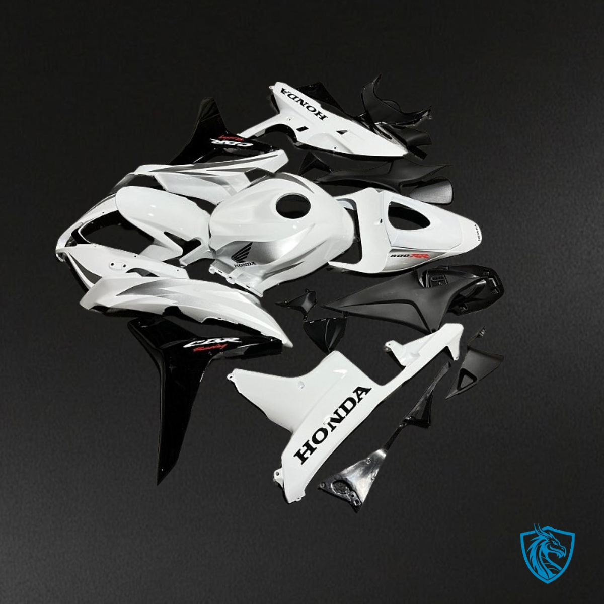 Honda CBR600RR (2007-2008) White & Black Fairing Kit - Aftermarket ABS Bodywork