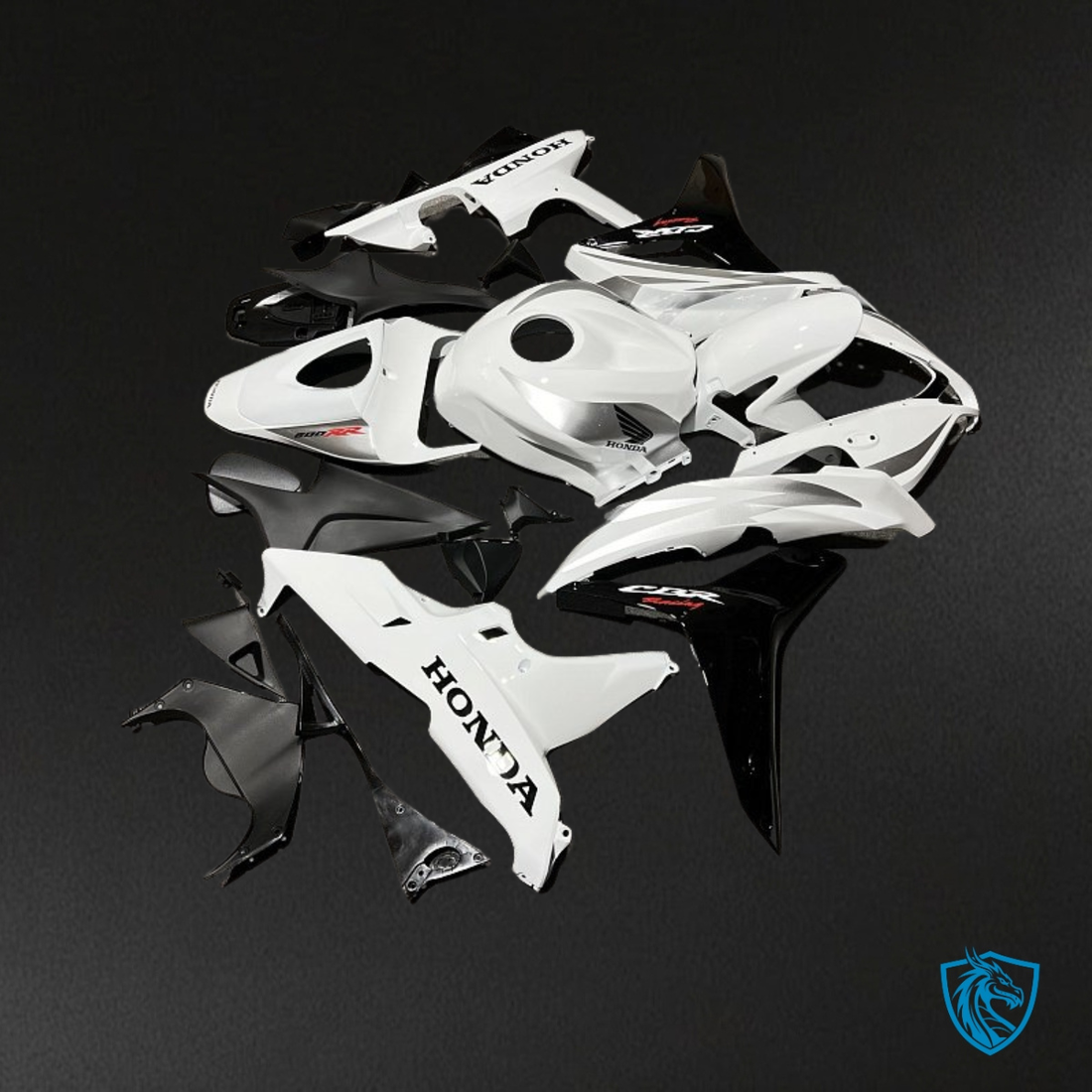Honda CBR600RR (2007-2008) White & Black Fairing Kit - Aftermarket ABS Bodywork