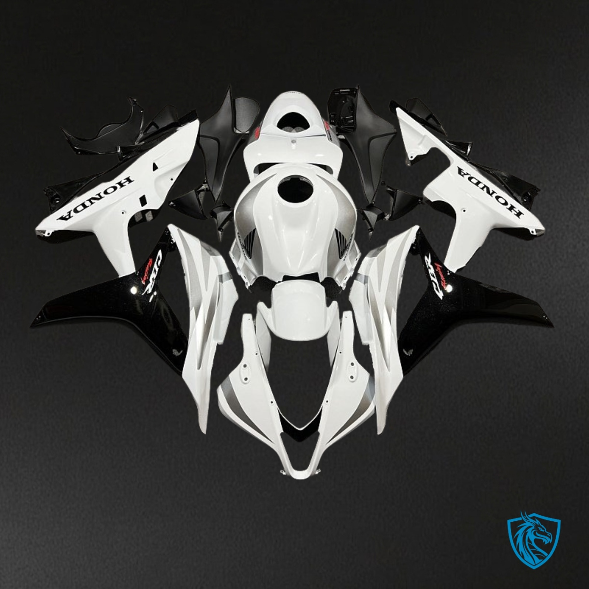 Honda CBR600RR (2007-2008) White & Black - Custom ABS Fairing Kit