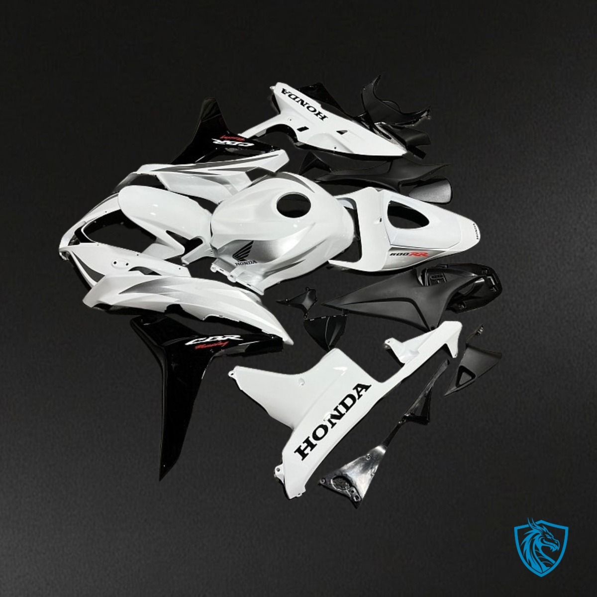 Honda CBR600RR (2007-2008) White & Black - Custom ABS Fairing Kit