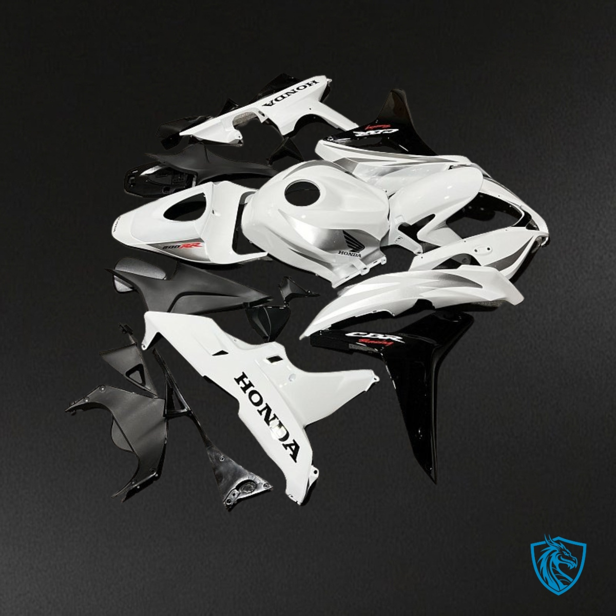 Honda CBR600RR (2007-2008) White & Black - Custom ABS Fairing Kit
