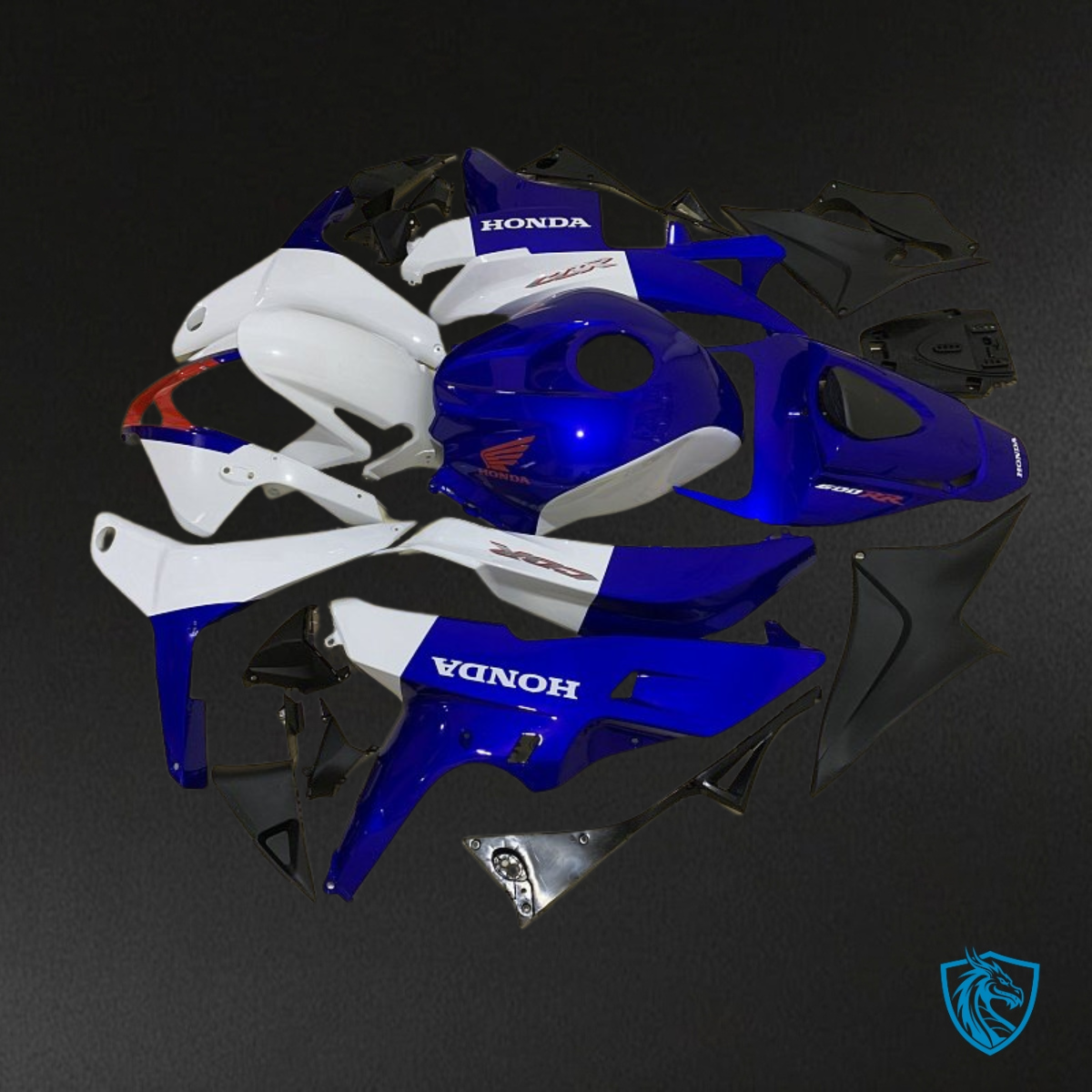 Honda CBR600RR (2007-2008) Glossy Blue & White - Custom ABS Fairing Kit