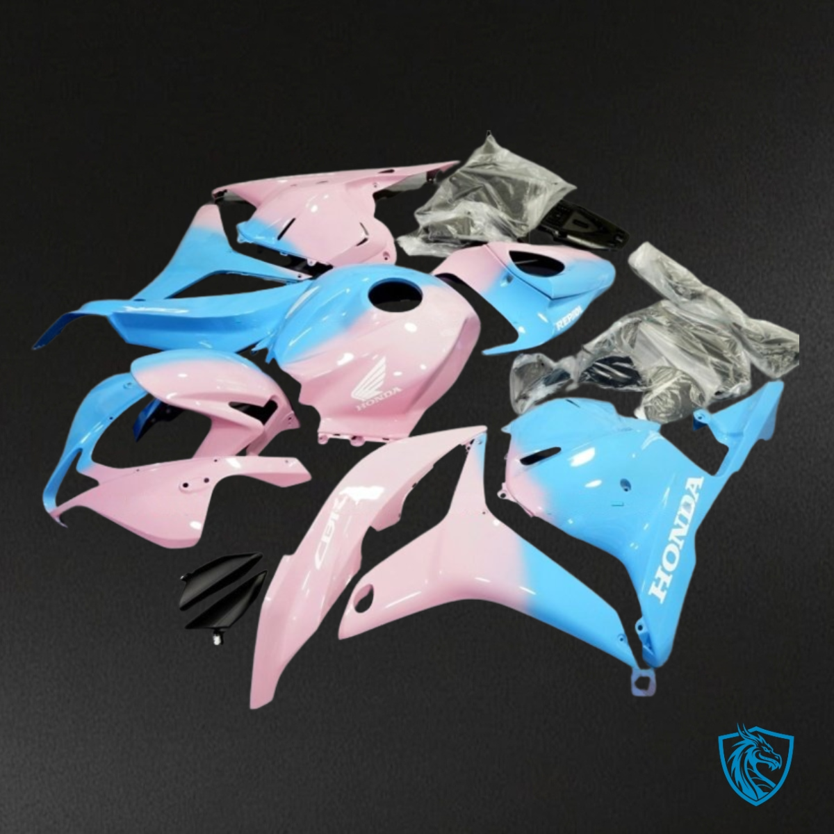 Honda CBR600RR (2007-2008) Light Blue & Light Pink Glossy - Custom ABS Fairing Kit