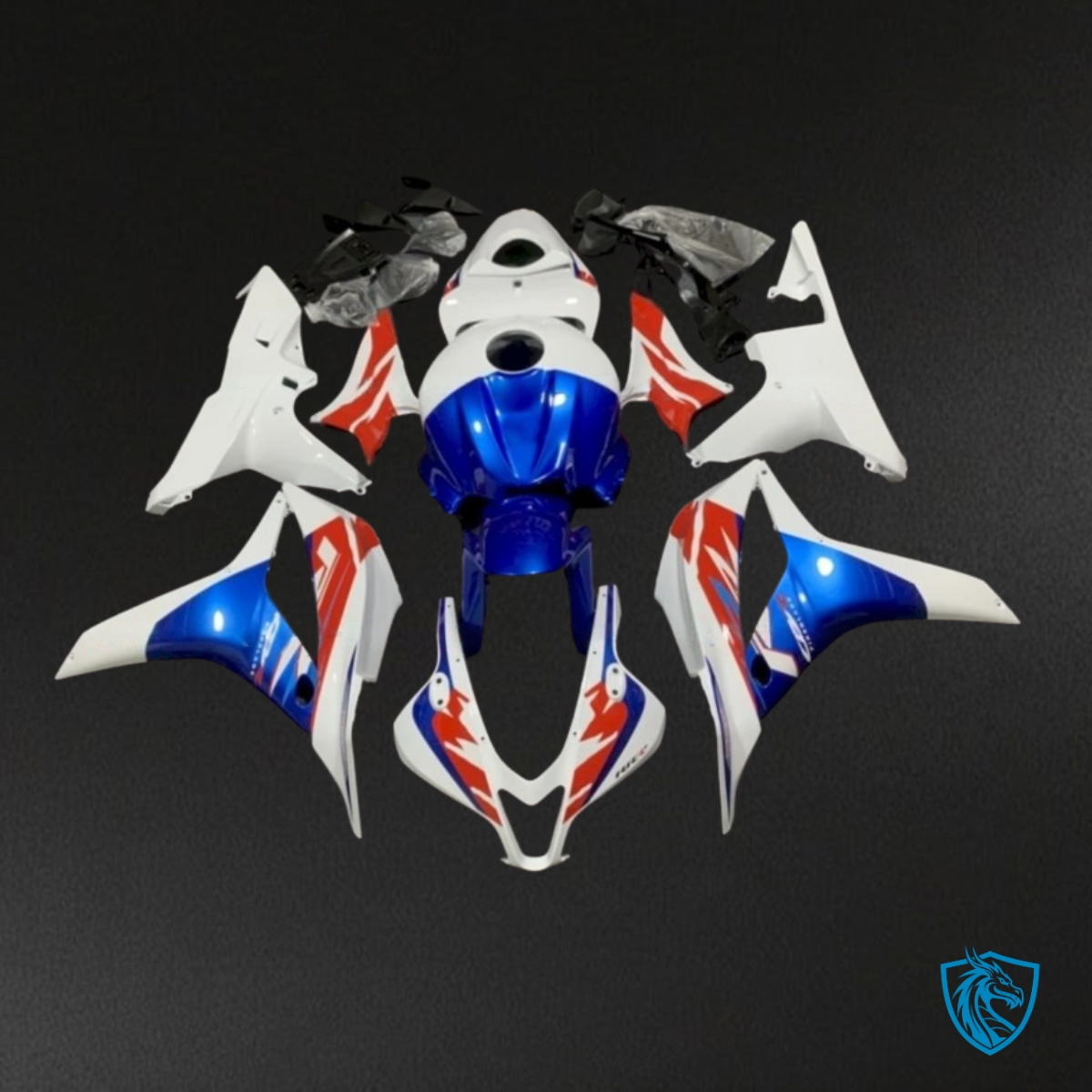 Honda CBR600RR (2007-2008) White, Red & Blue -- MERGEment Motorcycle Fairings Kit