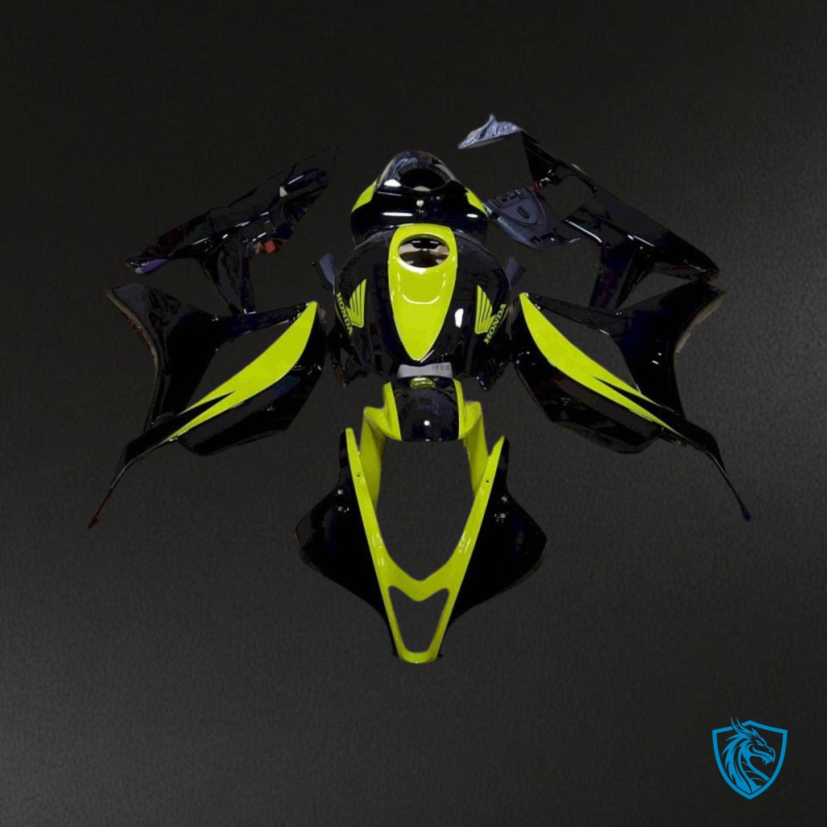 Honda CBR600RR (2007-2008) Yellow & Black Glossy - Custom ABS Fairing Kit