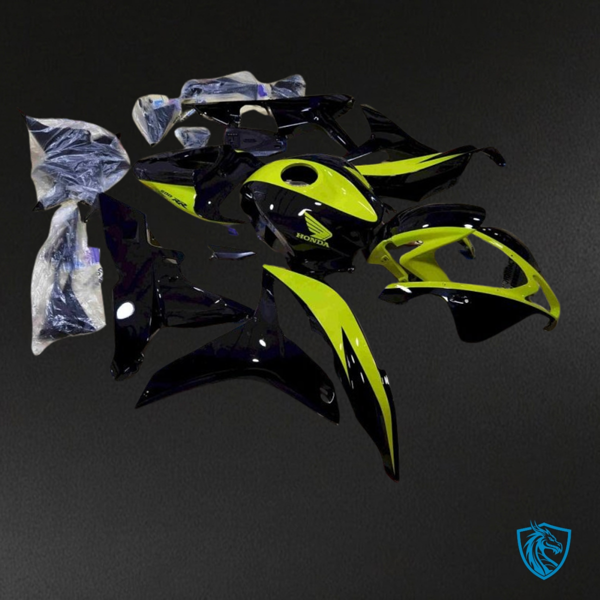 Honda CBR600RR (2007-2008) Yellow & Black Glossy - Custom ABS Fairing Kit