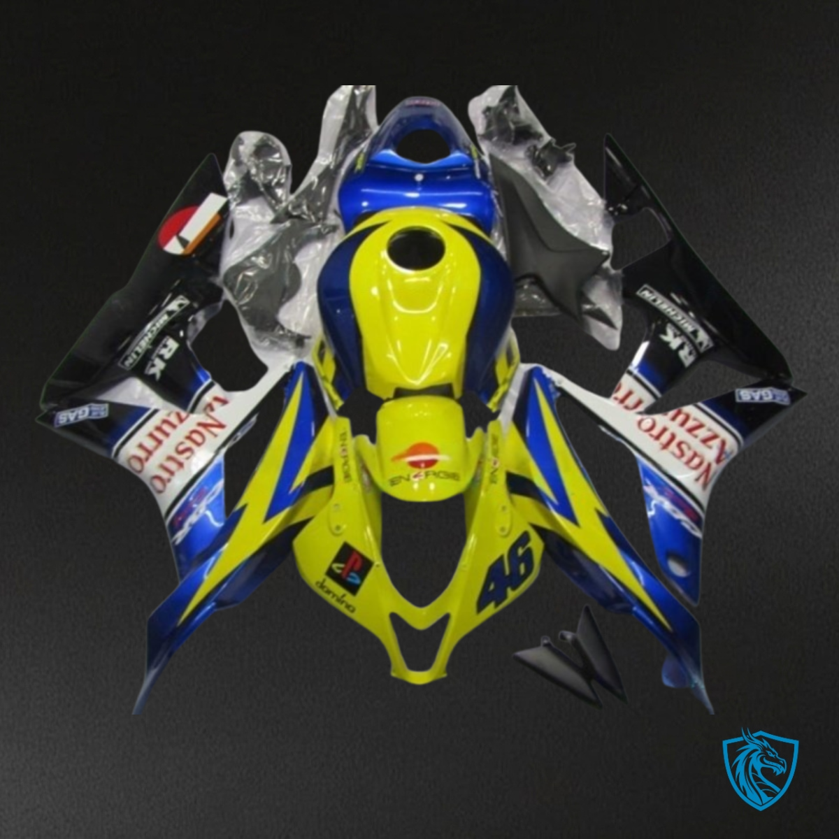 Honda CBR600RR (2007-2008) Yellow & Blue Nastro Azzurro - MERGEment Motorcycle Fairings Kit