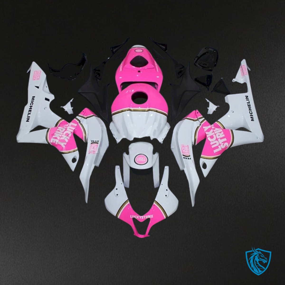 Honda CBR600RR (2007-2008) Lucky Strike White & Pink Fairing Kit - Aftermarket ABS Bodywork