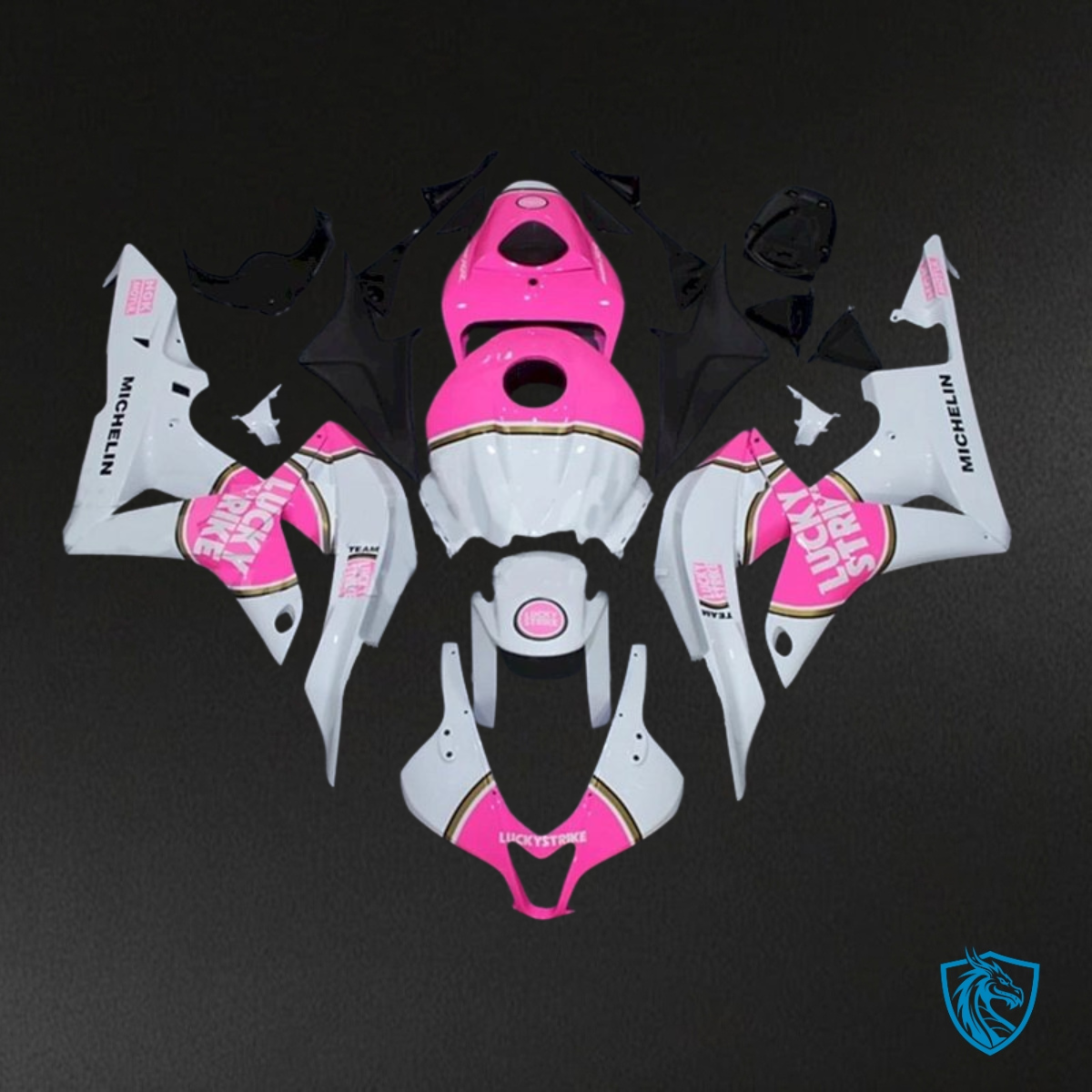 Honda CBR600RR (2007-2008) White & Pink Lucky Strike Fairing Kit | ABS Bodywork