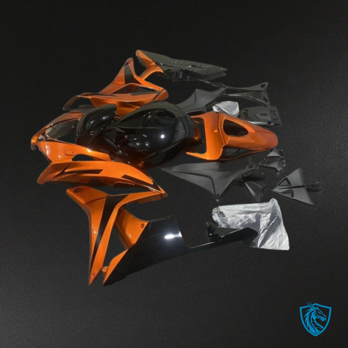 Honda CBR600RR (2007-2008) Orange & Gloss Black Fairing Kit - Aftermarket ABS Bodywork