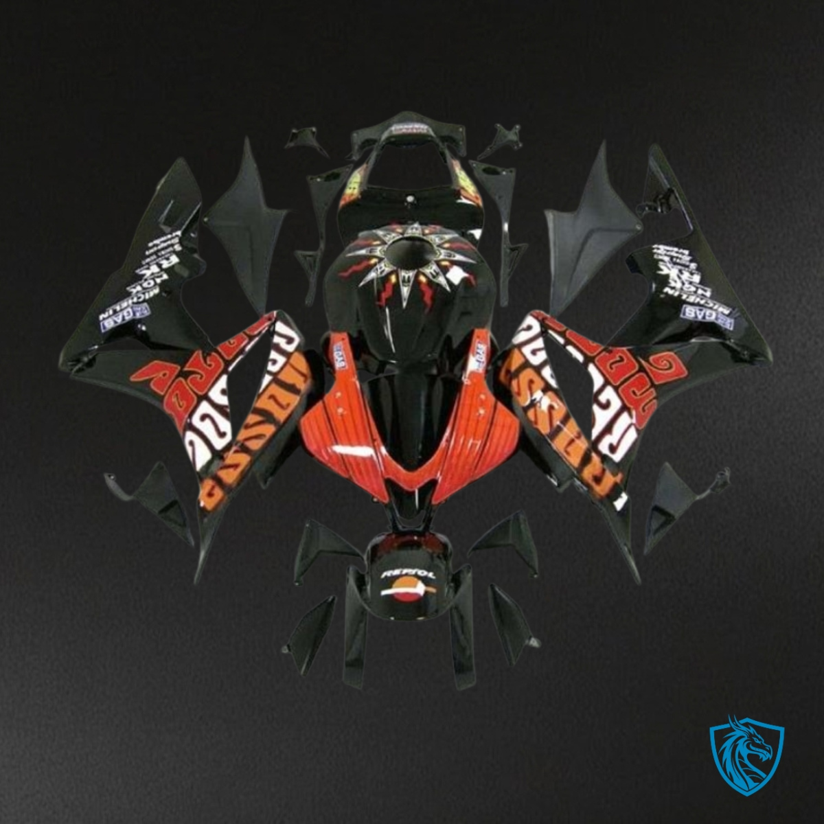 Honda CBR600RR (2007-2008) Black & Red Fairing Kit - Aftermarket ABS Bodywork