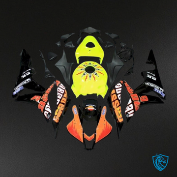 Honda CBR600RR (2007-2008) Yellow, Orange & Rossi Black Fairing Kit - Aftermarket ABS Bodywork