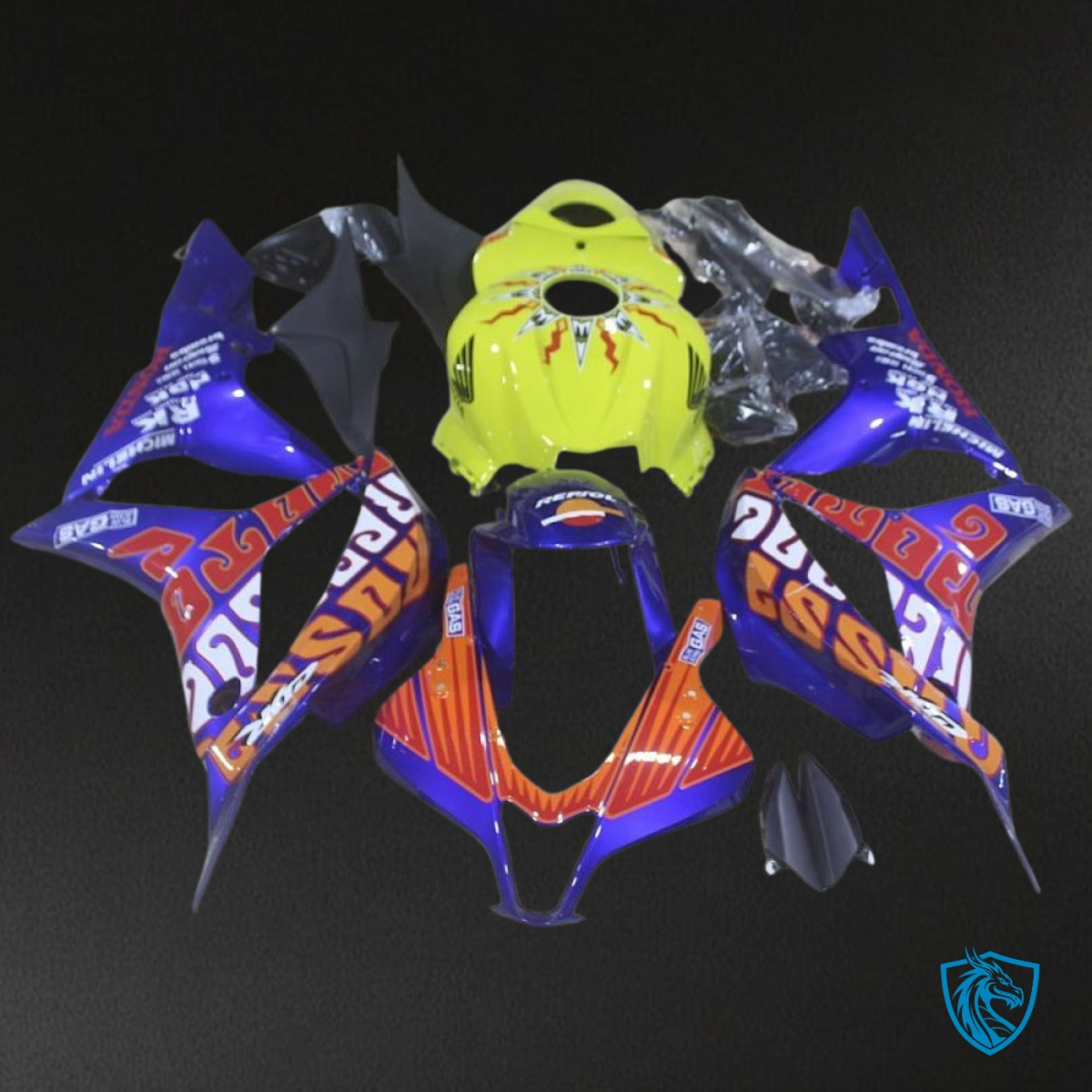 Honda CBR600RR (2007-2008) Repsol Rossi Blue & Yellow - Custom ABS Fairing Kit