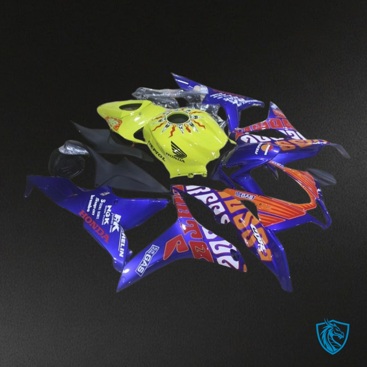 Honda CBR600RR (2007-2008) Repsol Rossi Blue & Yellow - Custom ABS Fairing Kit