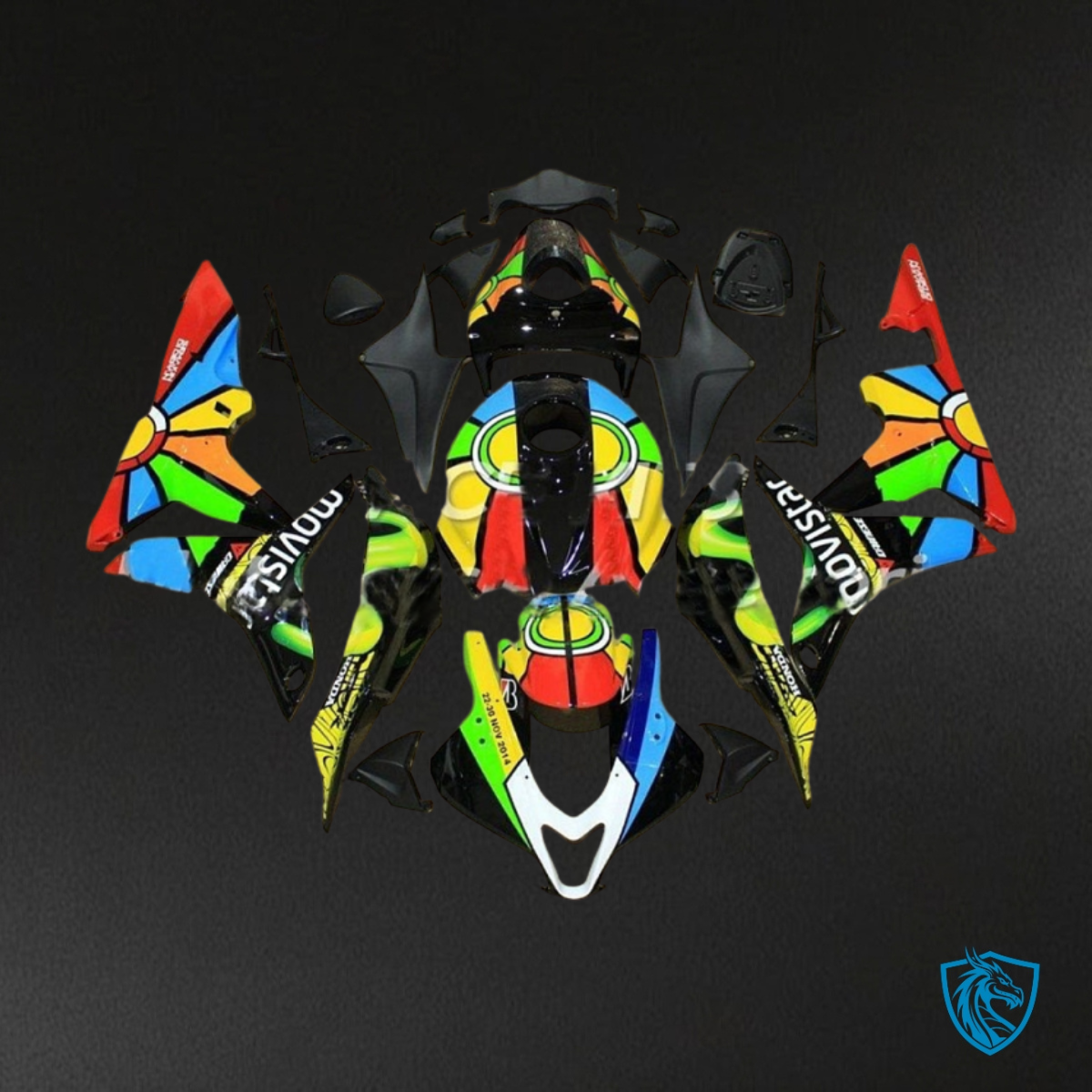 Honda CBR600RR (2007-2008) Black, Blue & Yellow - MERGEment Motorcycle Fairings Kit