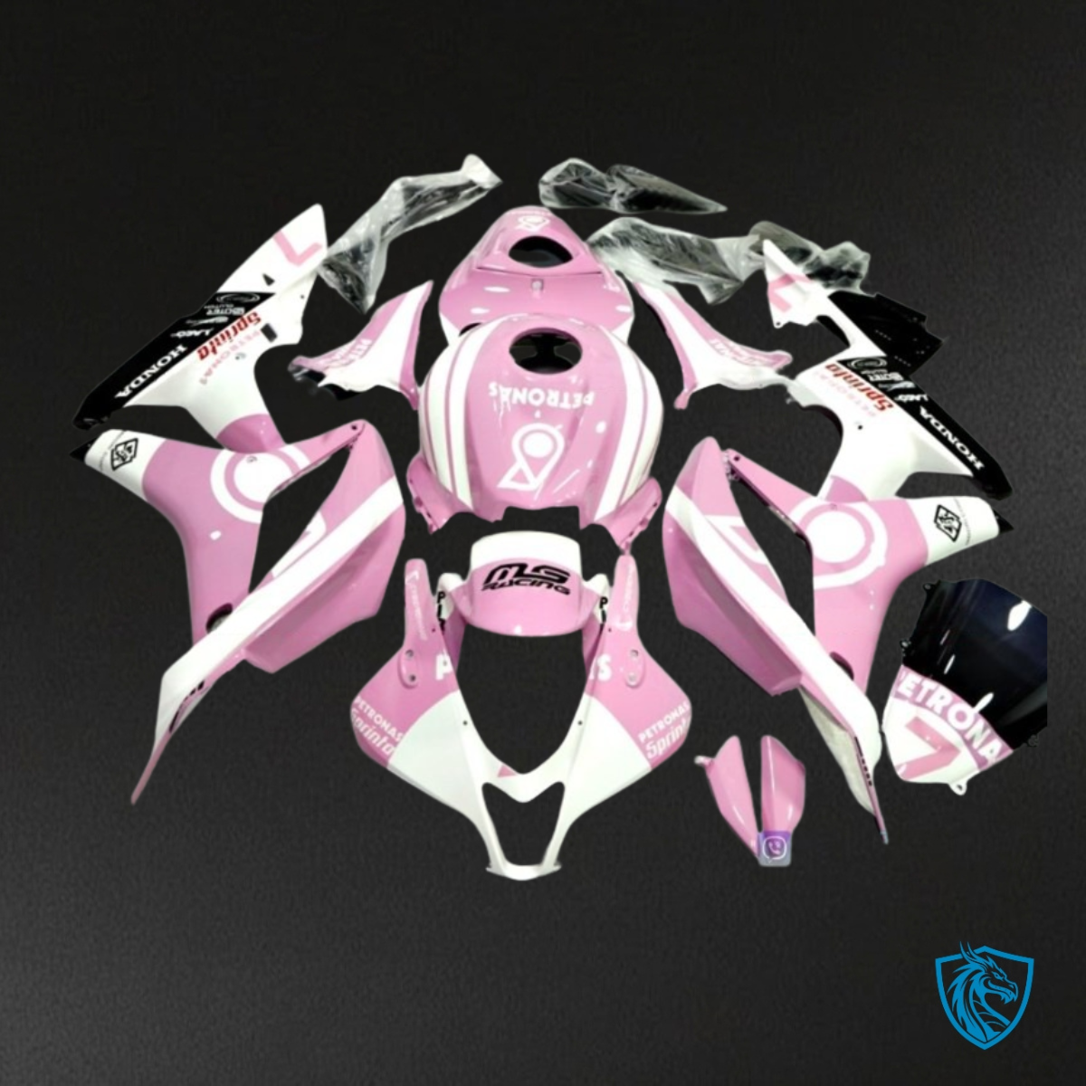 Honda CBR600RR (2007-2008) White & Pink - Custom ABS Fairing Kit
