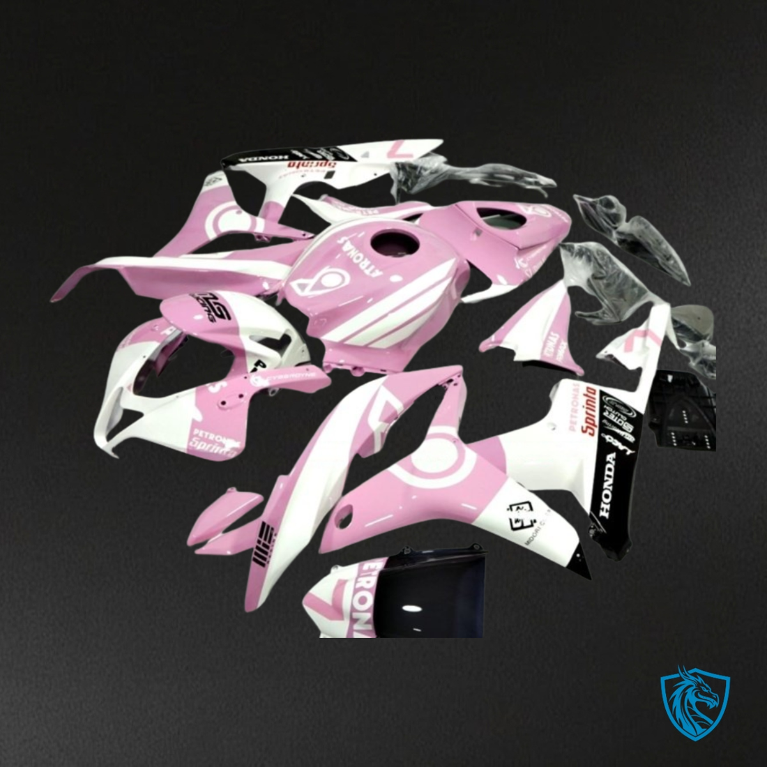 Honda CBR600RR (2007-2008) White & Pink - Custom ABS Fairing Kit