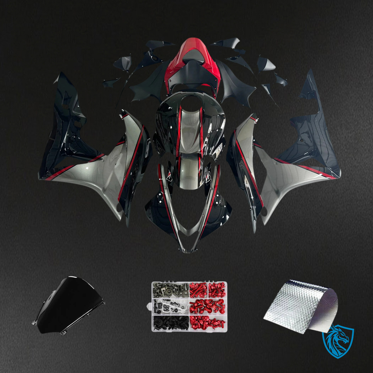 Honda CBR600RR (2007-2008) Red Gray & Black - Fairing Kit