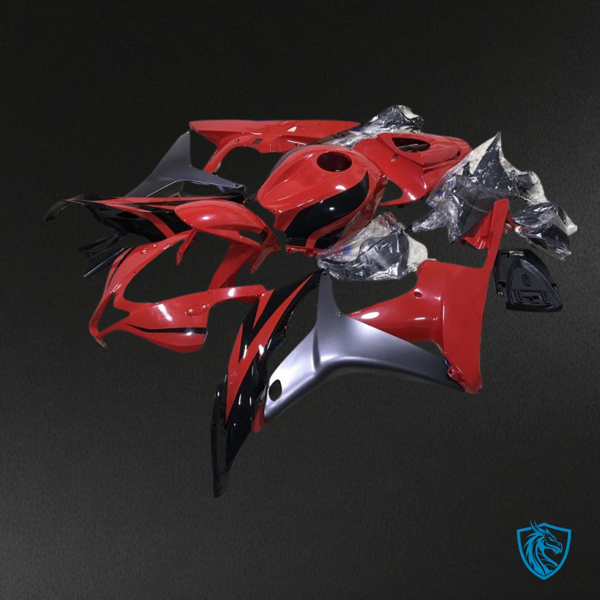 Honda CBR600RR (2007-2008) Red & Gray Fairing Kit - Aftermarket ABS Bodywork