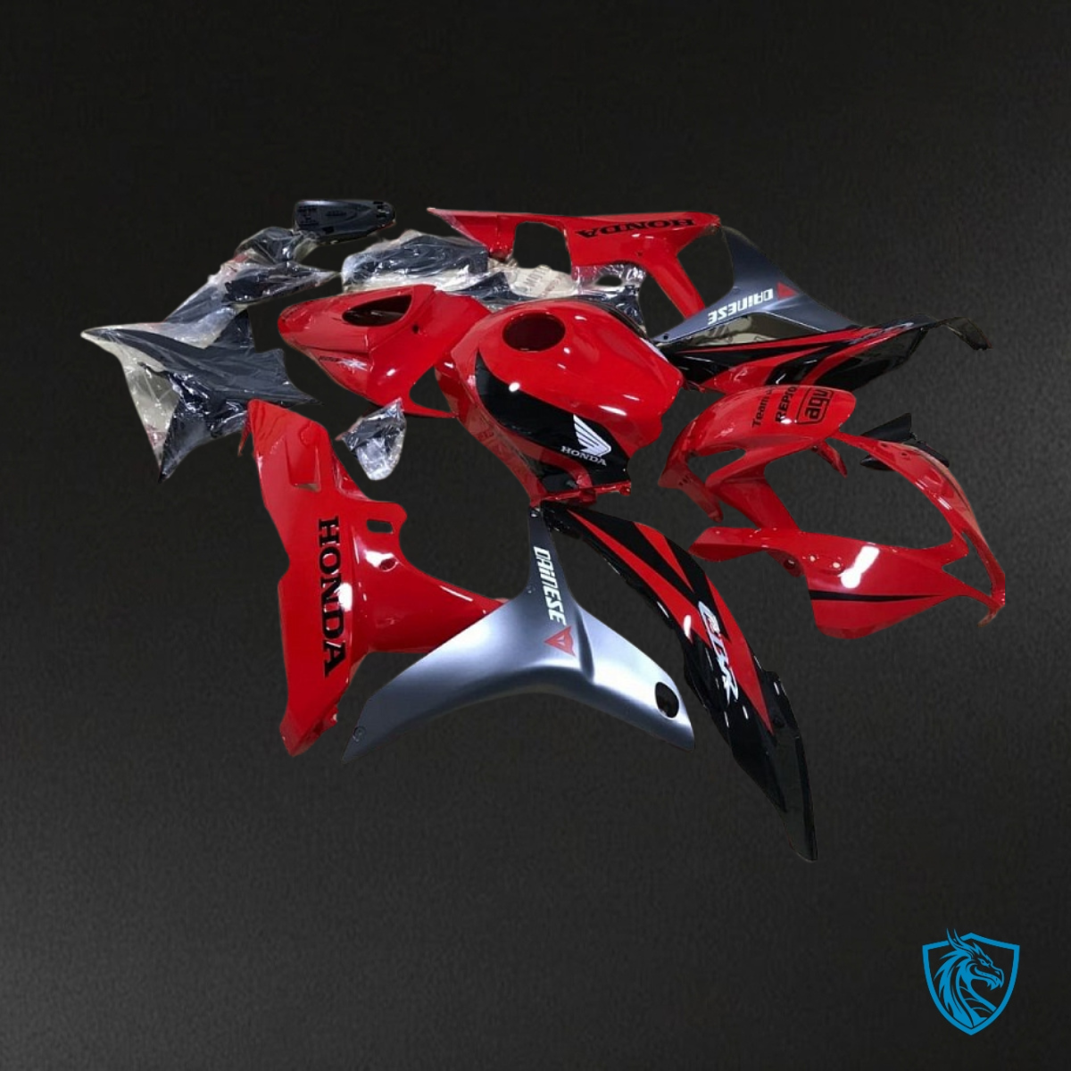 Honda CBR600RR (2007-2008) Red & Gray Fairing Kit - Aftermarket ABS Bodywork