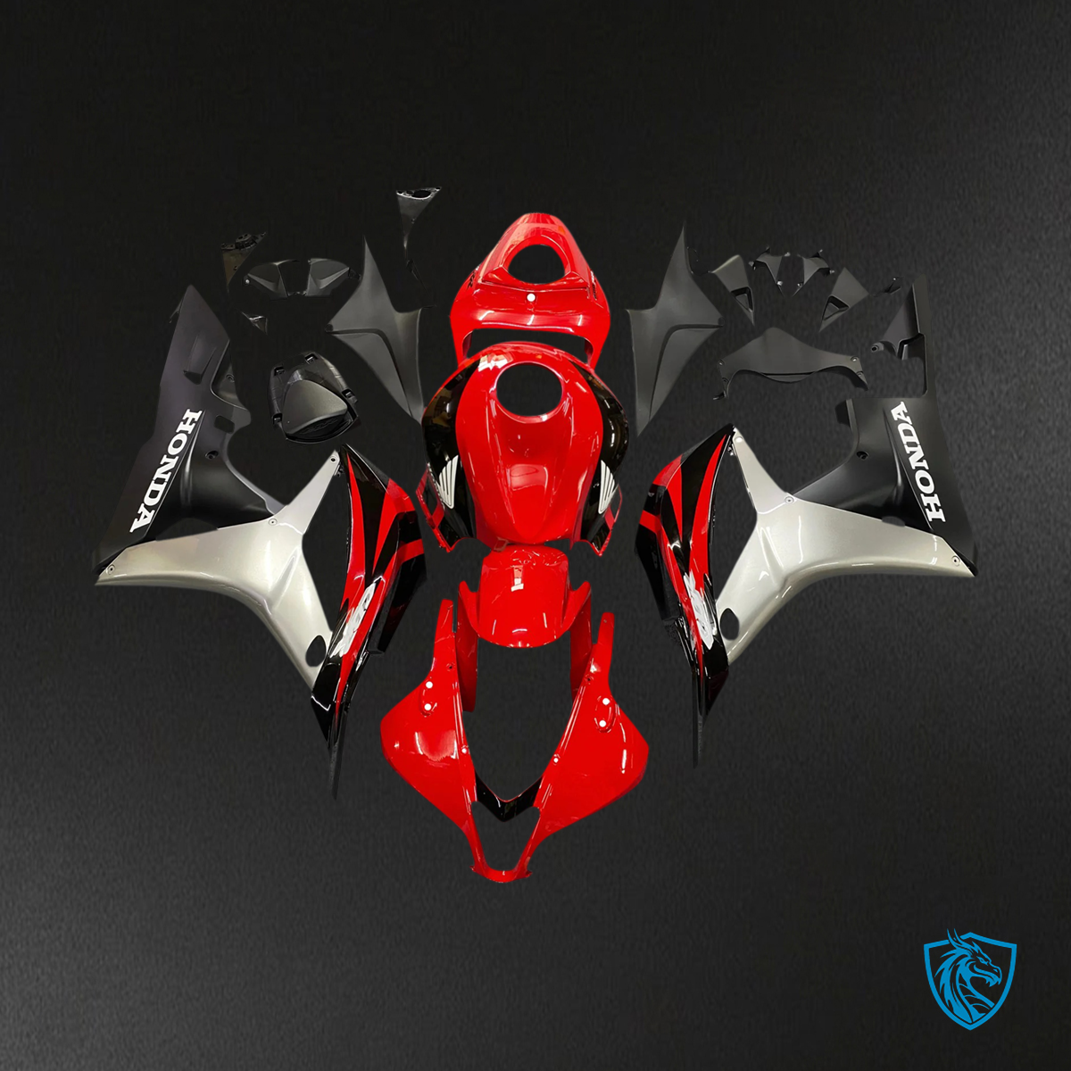 Honda CBR600RR (2007-2008) Red & Silver - Fairing Kit
