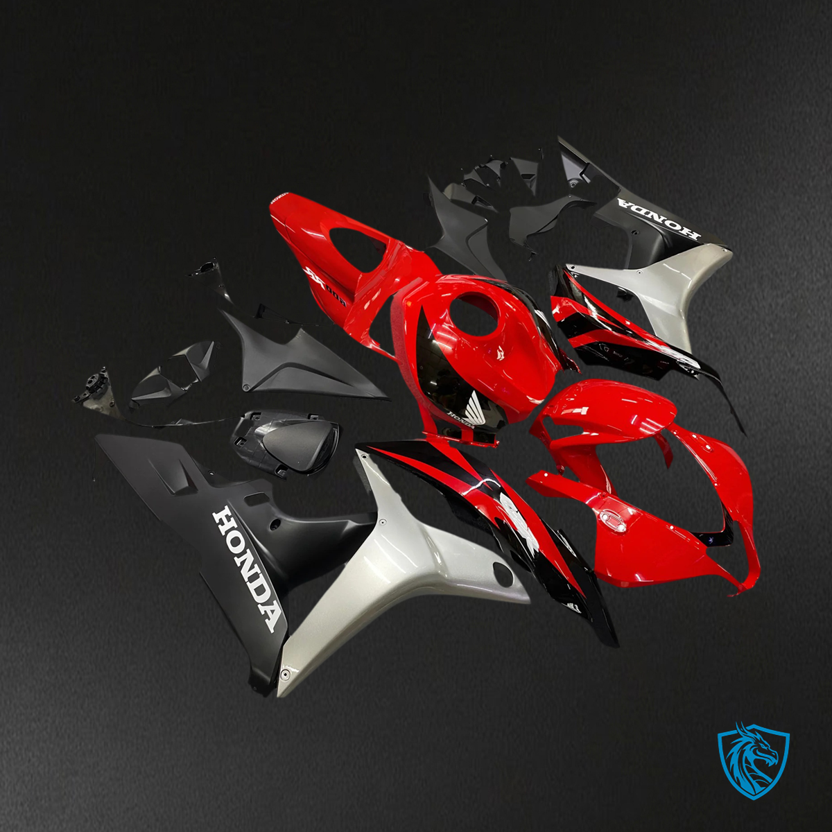 Honda CBR600RR (2007-2008) Red & Silver - Fairing Kit