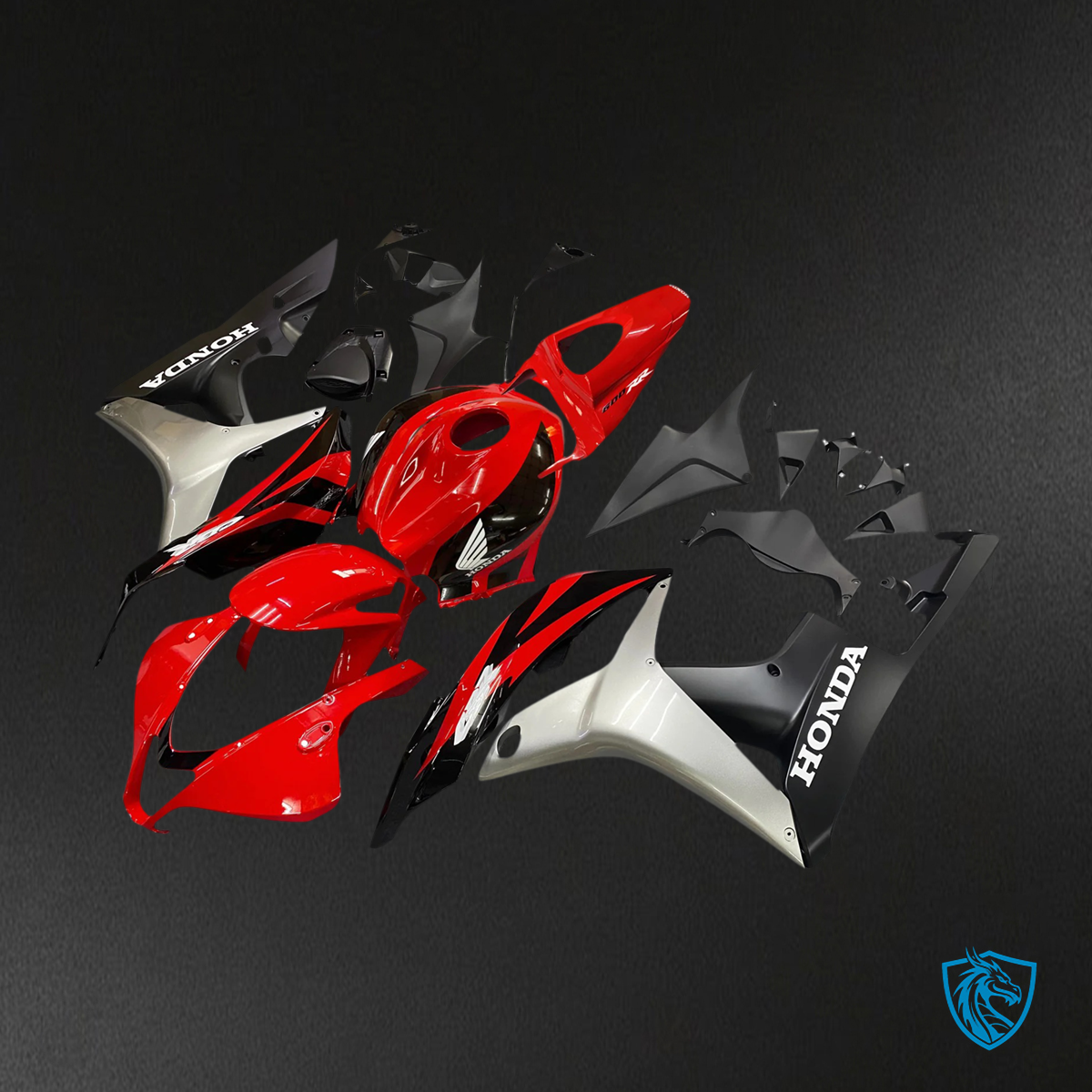 Honda CBR600RR (2007-2008) Red & Silver - Fairing Kit