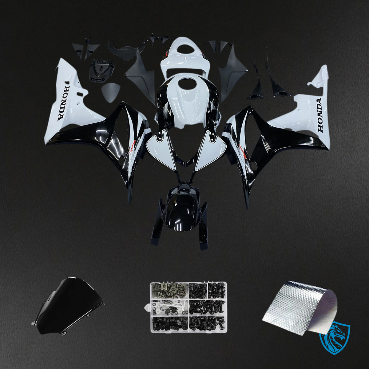 Honda CBR600RR (2007-2008) White & Black - Fairing Kit