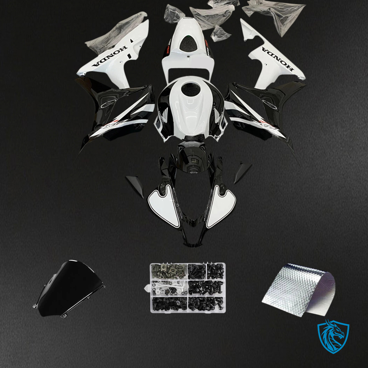 Honda CBR600RR (2007-2008) White & Black - Fairing Kit