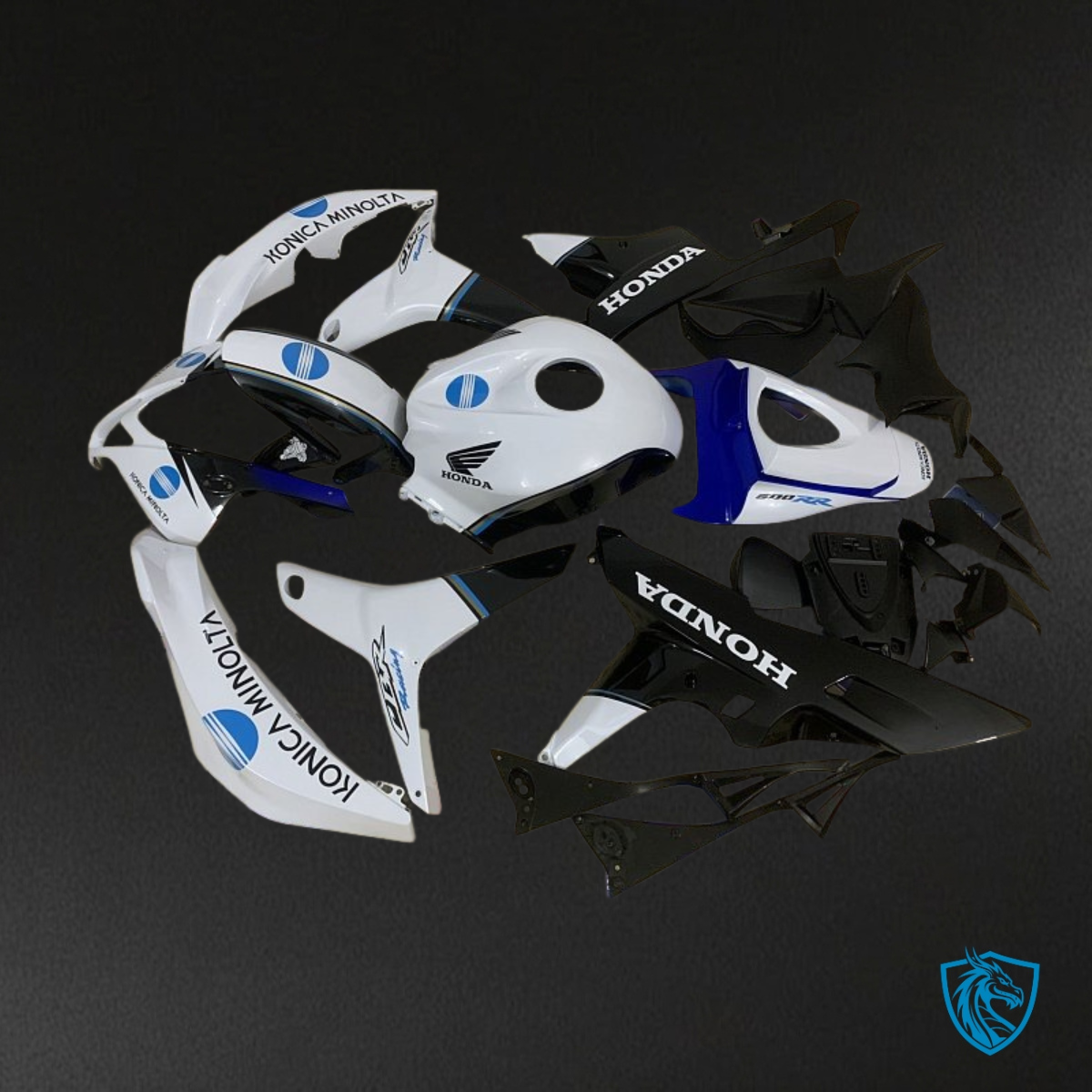 Honda CBR600RR (2007-2008) White & Black Konica Minolta Fairing Kit | ABS Bodywork