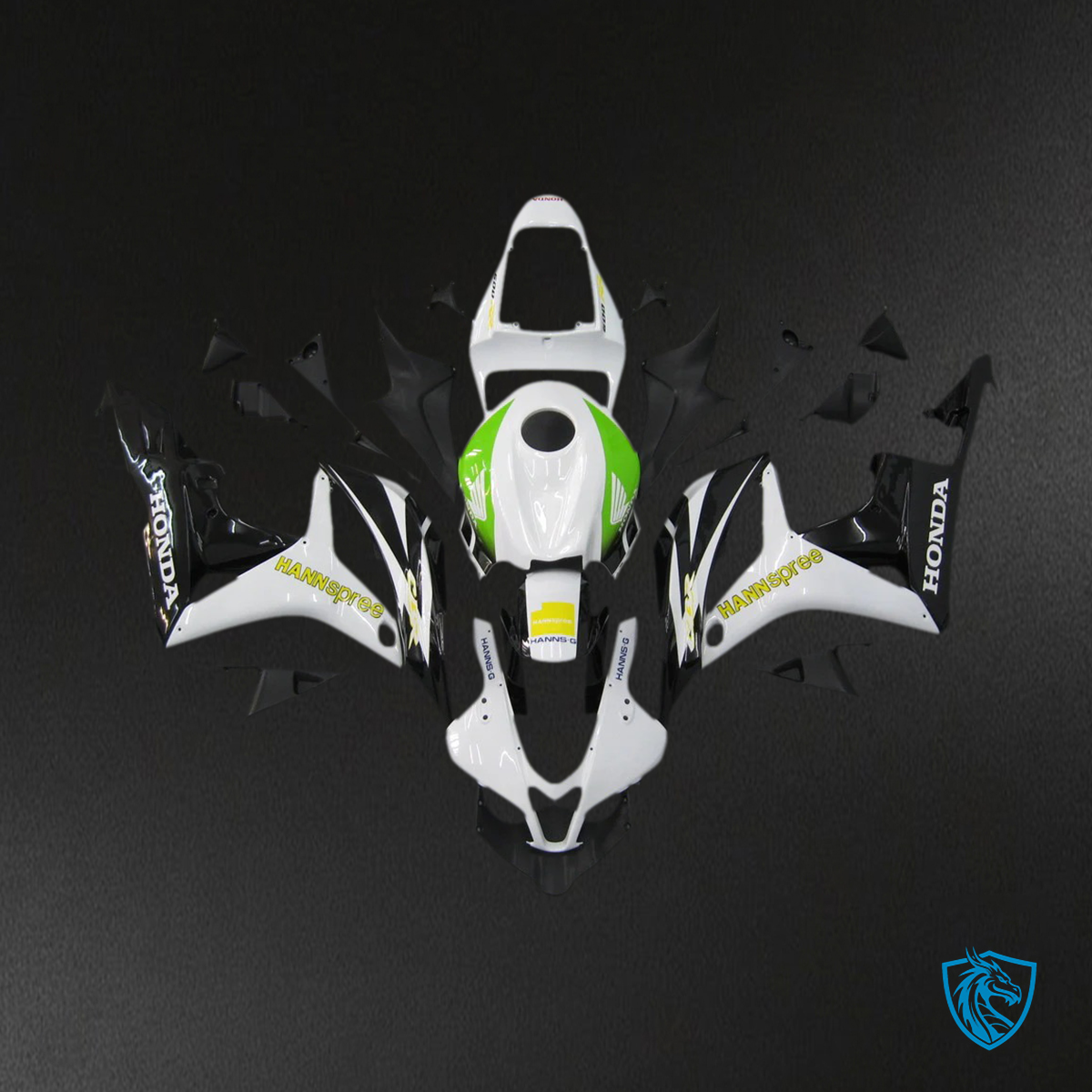 Honda CBR600RR (2007-2008) White & Green - Fairing Kit