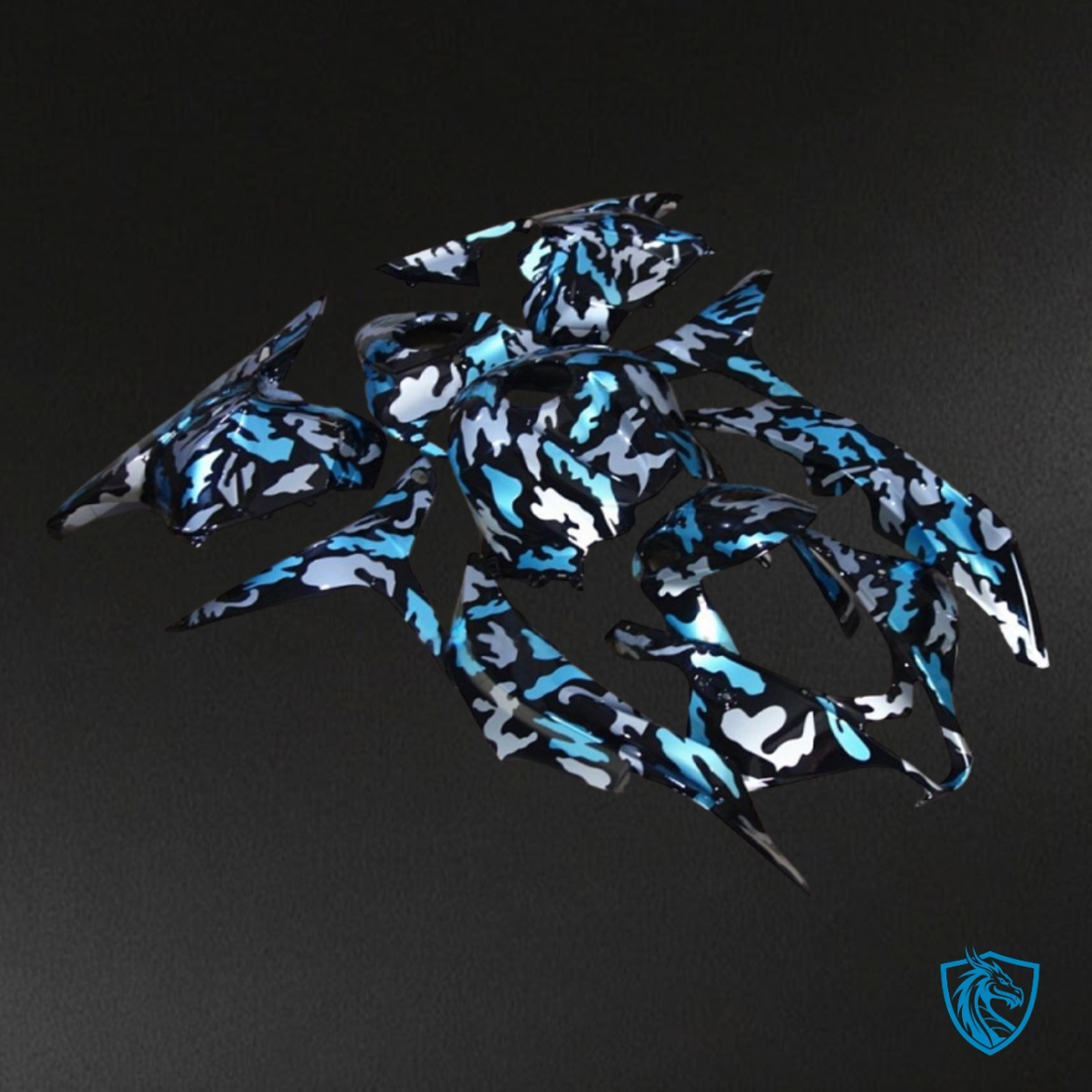 Honda CBR600RR (2009-2012) Black & Blue Camo - Custom ABS Fairing Kit