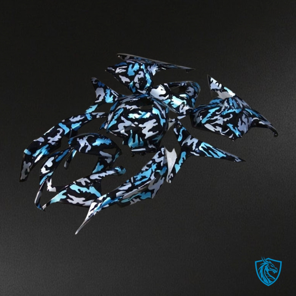 Honda CBR600RR (2009-2012) Black & Blue Camo - Custom ABS Fairing Kit
